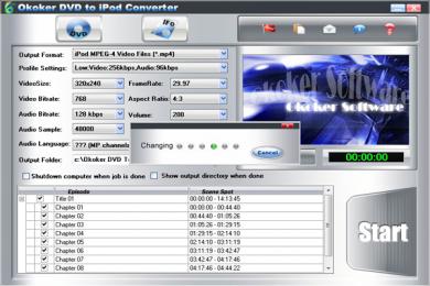 Captura Okoker DVD to iPod Converter
