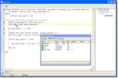 Captura DreamCoder for MySQL Professional