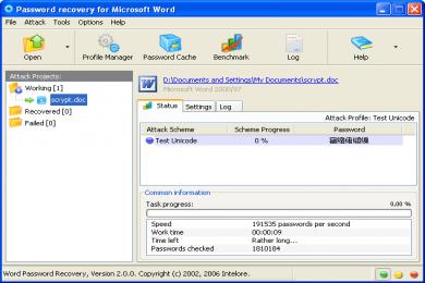 Screenshot Word Password Recovery