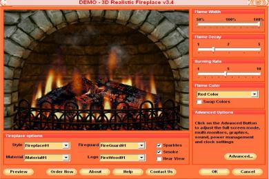 Screenshot 3D Realistic Virtual Fireplace Screensaver