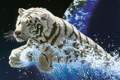 Capture Un tigre s'échappant de la Terre