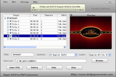 Captura Lenogo DVD Movie to PSP Video Converter