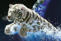 Tiger flieht von der Erde